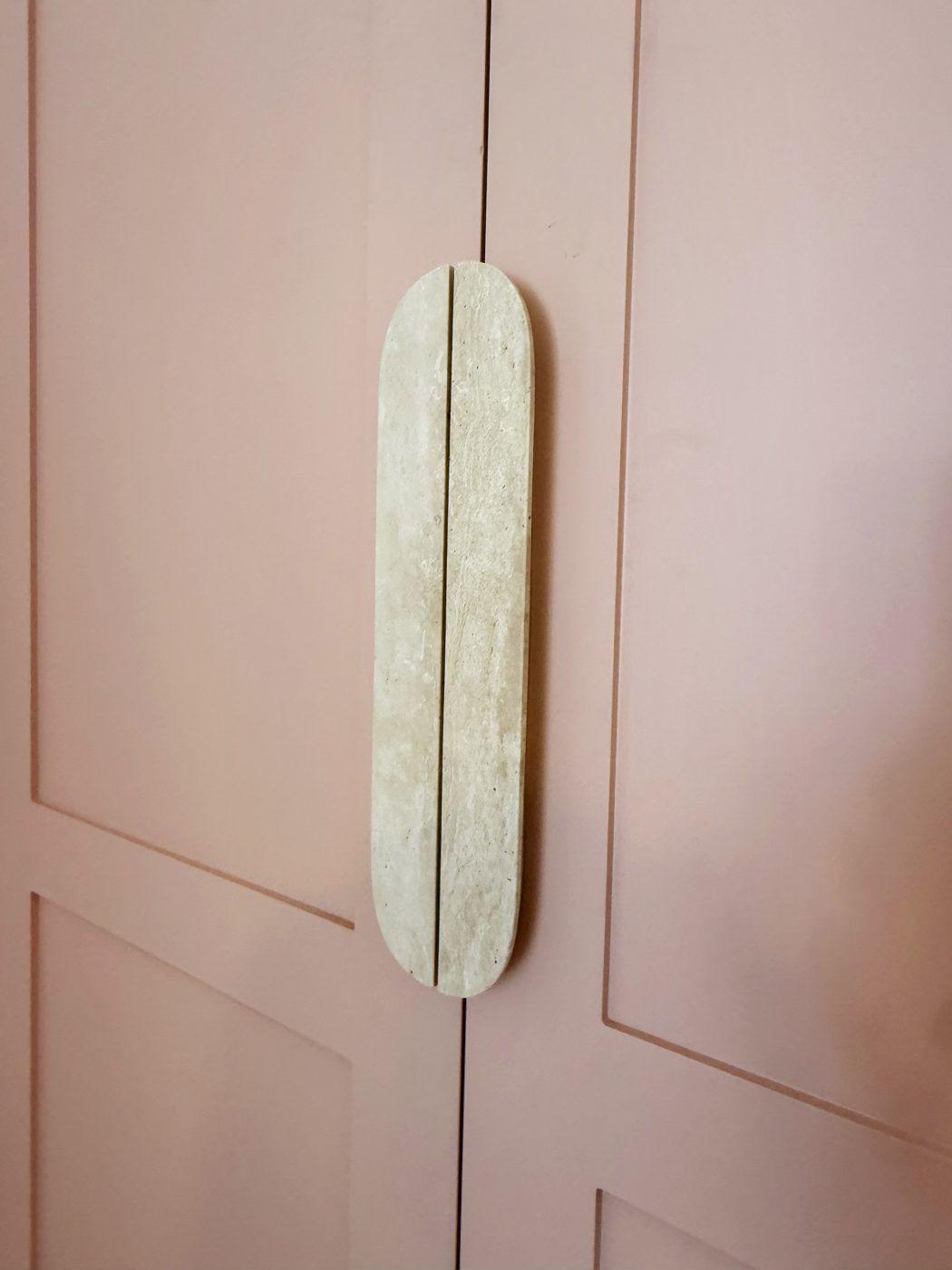 A Walk in the Park, the pink studio wardrobe and its stone handle