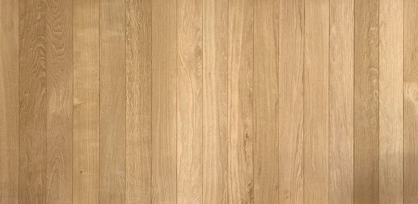 A Walk in the Park, the tongue-and-groove oak panelling for the breakfast bar, in the workshop